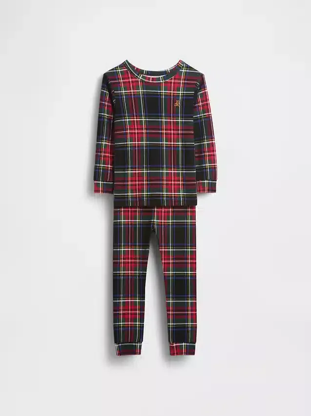 Conjunto de pijama de algodón cepillado orgánico para niños y bebés