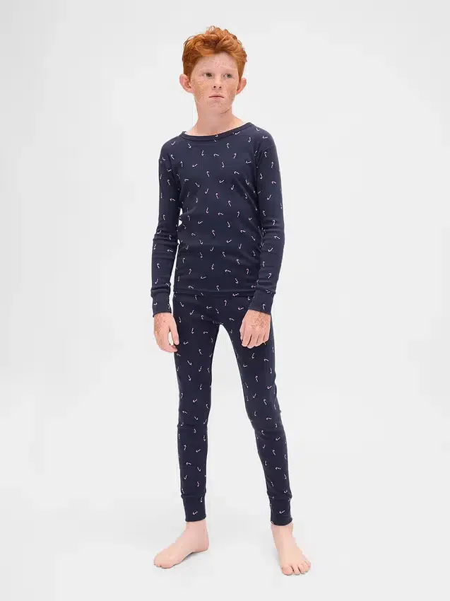 Conjunto de pijama de algodón cepillado orgánico para niños y bebés