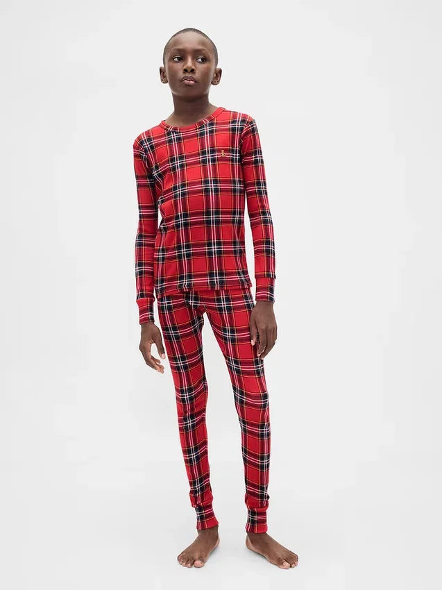 Conjunto de pijama de algodón cepillado orgánico para niños y bebés