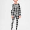 Conjunto de pijama de algodón cepillado orgánico para niños y bebés