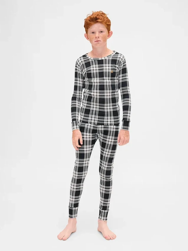 Conjunto de pijama de algodón cepillado orgánico para niños y bebés