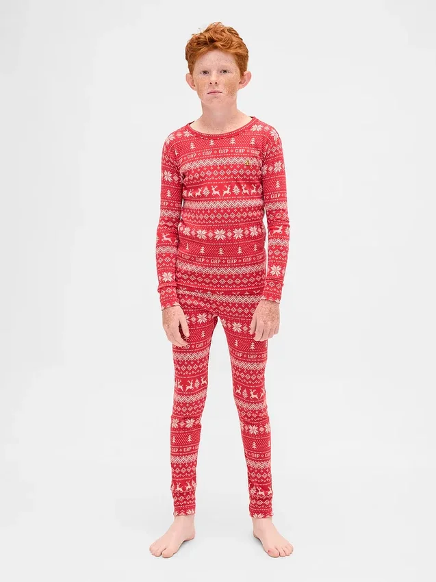 Conjunto de pijama de algodón cepillado orgánico para niños y bebés