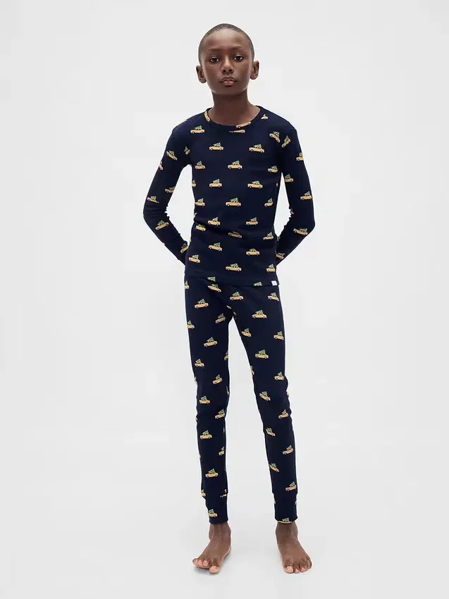 Conjunto de pijama de algodón cepillado orgánico para niños y bebés