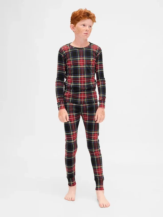 Conjunto de pijama de algodón cepillado orgánico para niños y bebés