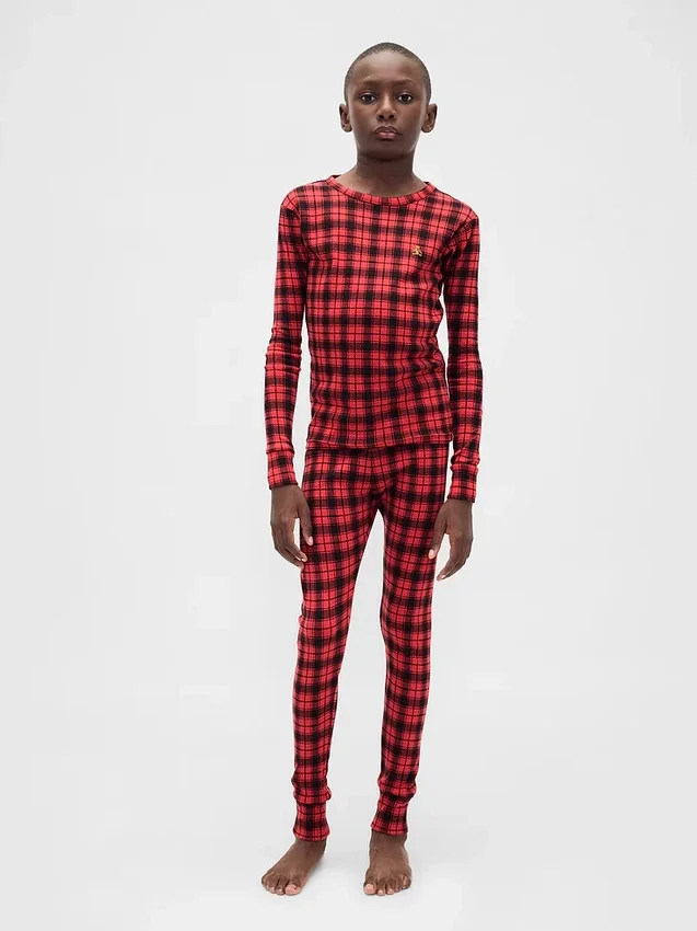Conjunto de pijama de algodón cepillado orgánico para niños y bebés