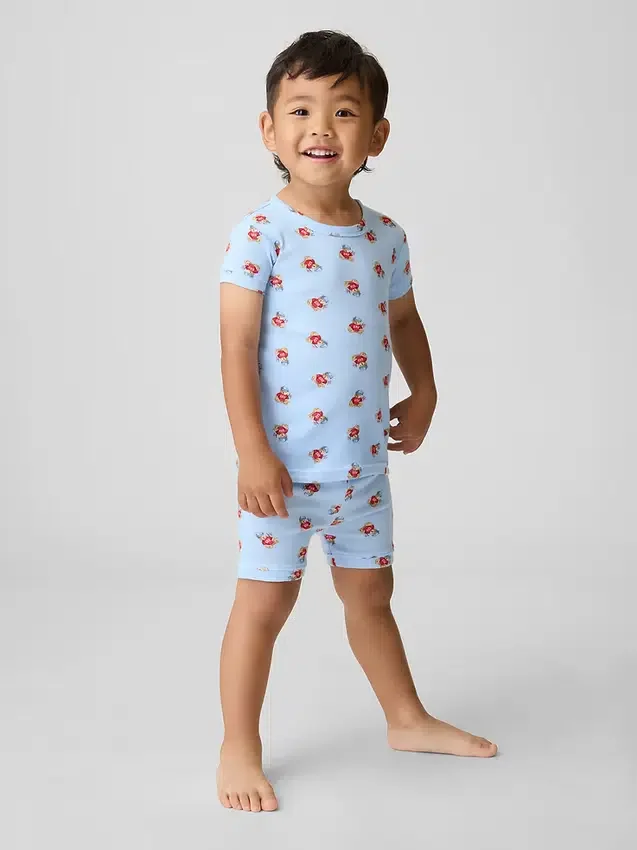 Conjunto de pijama de algodón orgánico cepillado «Brannan Bear» para bebés y niños pequeños en pantalones cortos