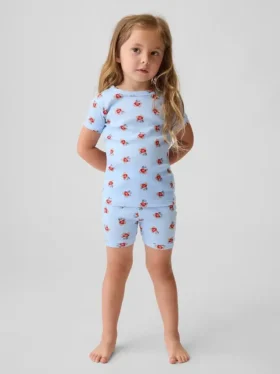Conjunto de pijama de algodón orgánico cepillado «Brannan Bear» para bebés y niños pequeños en pantalones cortos