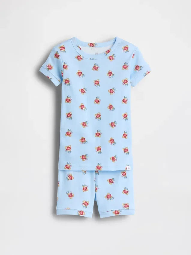 Conjunto de pijama de algodón orgánico cepillado «Brannan Bear» para bebés y niños pequeños en pantalones cortos
