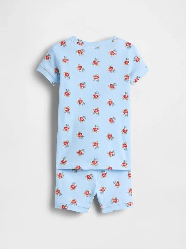 Conjunto de pijama de algodón orgánico cepillado «Brannan Bear» para bebés y niños pequeños en pantalones cortos