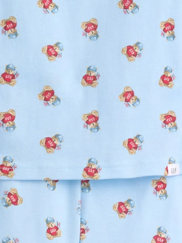 Conjunto de pijama de algodón orgánico cepillado «Brannan Bear» para bebés y niños pequeños en pantalones cortos