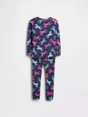 Conjunto de pijama de algodón orgánico cepillado con diseño de unicornio para bebés y niños