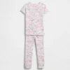 Conjunto de pijama de algodón orgánico cepillado con estampado de dinosaurios para bebés y niños pequeños