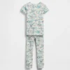 Conjunto de pijama de algodón orgánico cepillado con estampado de dinosaurios para bebés y niños pequeños