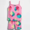 Conjunto de pijama de algodón orgánico cepillado con estampado de pelotas de playa para Bebé y Niño (camiseta sin mangas y pantalones cortos)