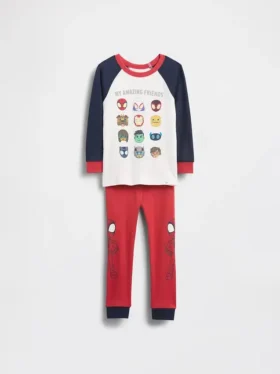Conjunto de pijama de algodón orgánico cepillado de Marvel para Bebé y Niño