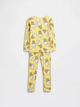 Conjunto de pijama de algodón orgánico cepillado de Snoopy para bebés y niños