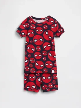Conjunto de pijama de algodón orgánico cepillado «Marvel» para bebés y niños pequeños en pantalones cortos