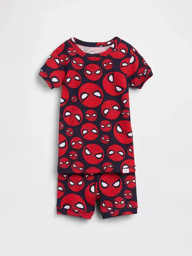 Conjunto de pijama de algodón orgánico cepillado «Marvel» para bebés y niños pequeños en pantalones cortos
