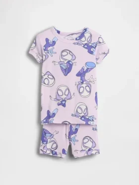 Conjunto de pijama de algodón orgánico cepillado «Marvel» para bebés y niños pequeños en pantalones cortos