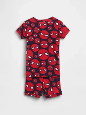Conjunto de pijama de algodón orgánico cepillado «Marvel» para bebés y niños pequeños en pantalones cortos