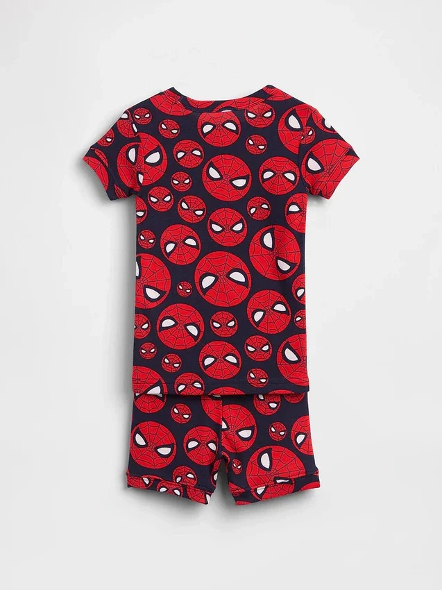 Conjunto de pijama de algodón orgánico cepillado «Marvel» para bebés y niños pequeños en pantalones cortos