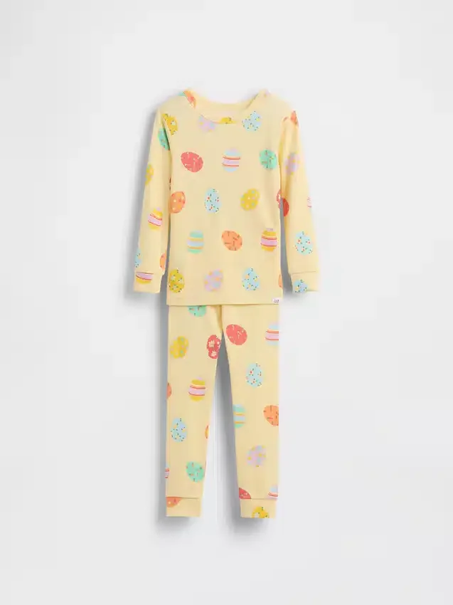 Conjunto de pijama de algodón orgánico cepillado para bebés y niños