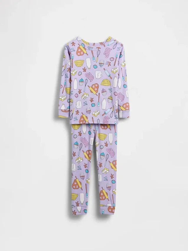 Conjunto de pijama de algodón orgánico cepillado para bebés y niños