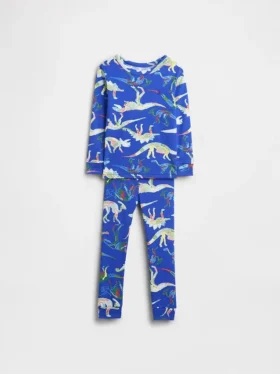 Conjunto de pijama de algodón orgánico cepillado para bebés y niños