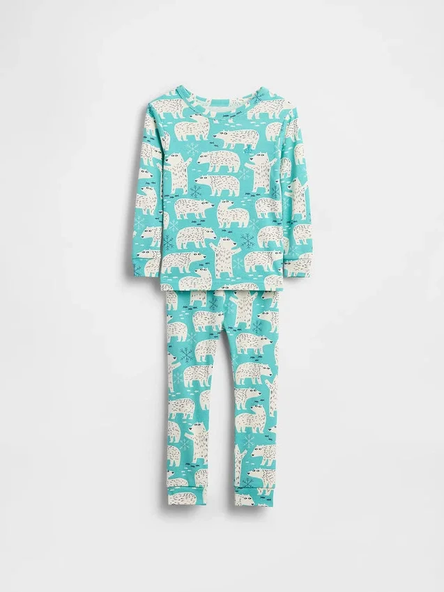 Conjunto de pijama de algodón orgánico cepillado para bebés y niños
