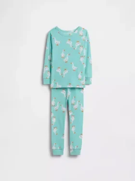Conjunto de pijama de algodón orgánico cepillado para bebés y niños