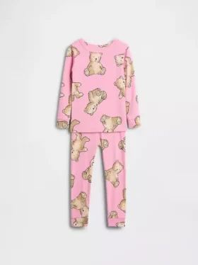 Conjunto de pijama de algodón orgánico cepillado para bebés y niños