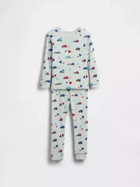 Conjunto de pijama de algodón orgánico cepillado para bebés y niños