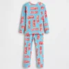 Conjunto de pijama de algodón orgánico cepillado para bebés y niños