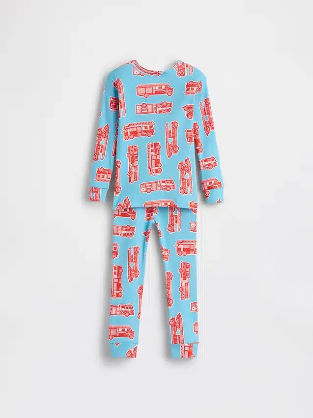 Conjunto de pijama de algodón orgánico cepillado para bebés y niños