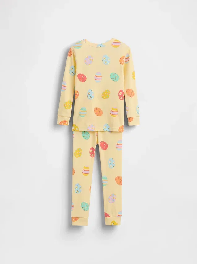 Conjunto de pijama de algodón orgánico cepillado para bebés y niños