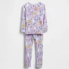Conjunto de pijama de algodón orgánico cepillado para bebés y niños