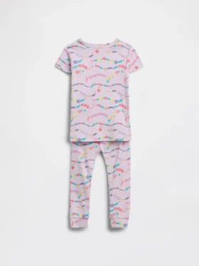 Conjunto de pijama de algodón orgánico cepillado para bebés y niños