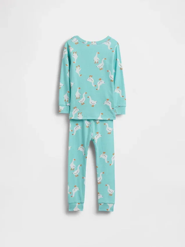 Conjunto de pijama de algodón orgánico cepillado para bebés y niños