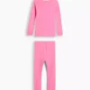 Conjunto de pijama de algodón orgánico cepillado para bebés y niños con estampado de esqueleto que brilla en la oscuridad