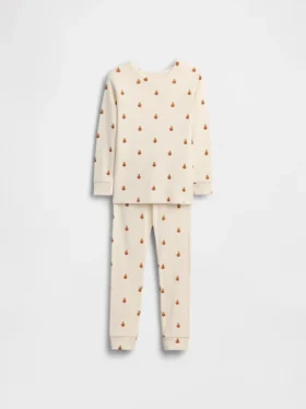 Conjunto de pijama de algodón orgánico cepillado «Pumpkin Bear» para niños y bebés
