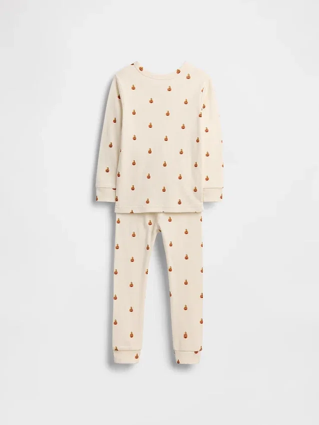 Conjunto de pijama de algodón orgánico cepillado «Pumpkin Bear» para niños y bebés
