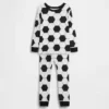 Conjunto de pijama de fútbol de algodón cepillado orgánico para bebés y niños