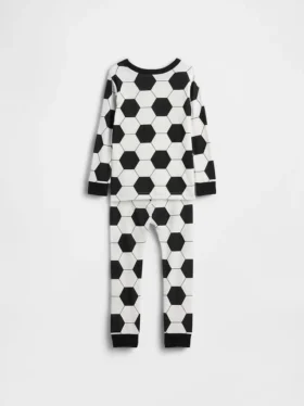 Conjunto de pijama de fútbol de algodón cepillado orgánico para bebés y niños