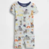 Conjunto de pijama de pantalones cortos «Beach Dogs» de algodón orgánico cepillado para bebés y niños pequeños