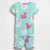 Conjunto de pijama de pantalones cortos con flotador de piscina de algodón cepillado orgánico para bebés y niños pequeños