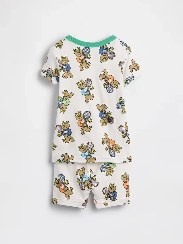 Conjunto de pijama de pantalones cortos de algodón orgánico cepillado «Brannan Bear Tennis» para bebés y niños pequeños