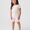 Conjunto de pijama de pantalones cortos de algodón orgánico cepillado con estampado de conchas para Bebé y Niño