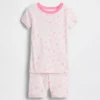 Conjunto de pijama de pantalones cortos de algodón orgánico cepillado con estampado de conchas para Bebé y Niño
