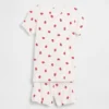 Conjunto de pijama de pantalones cortos de algodón orgánico cepillado con estampado de fresas para Bebé y Niño