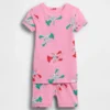 Conjunto de pijama de pantalones cortos de algodón orgánico cepillado con estampado de langosta para Bebé y Niño